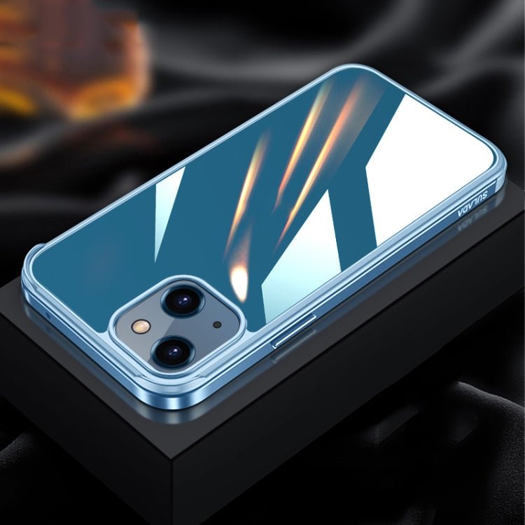 For iPhone 13 mini SULADA Metal Frame + Nano Glass + TPU Phone Case (Sierra Blue) - British D'sire Main image