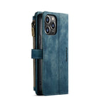 For iPhone 13 Pro CaseMe - C30 PU + TPU Multifunctional Horizontal Flip Leather Case with Holder & Card Slot & Wallet & Zipper Pocket (Blue) - British D'sire