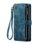 For iPhone 13 Pro CaseMe - C30 PU + TPU Multifunctional Horizontal Flip Leather Case with Holder & Card Slot & Wallet & Zipper Pocket (Blue) - British D'sire