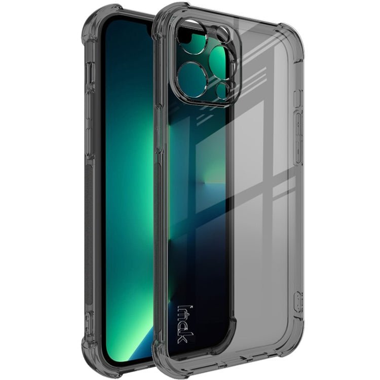 For iPhone 13 Pro IMAK All - inclusive Shockproof Airbag TPU Phone Case with Screen Protector (Transparent Black) - British D'sire