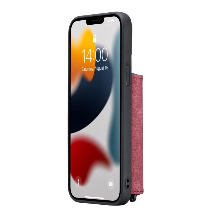 For iPhone 13 Pro JEEHOOD Magnetic Zipper Horizontal Flip Leather Case with Holder & Card Slot & Wallet (Red) - British D'sire