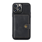 For iPhone 13 Pro JEEHOOD Retro Magnetic Detachable Protective Case with Wallet & Card Slot & Holder (Black) - British D'sire