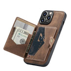 For iPhone 13 Pro JEEHOOD Retro Magnetic Detachable Protective Case with Wallet & Card Slot & Holder (Brown) - British D'sire