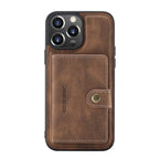 For iPhone 13 Pro JEEHOOD Retro Magnetic Detachable Protective Case with Wallet & Card Slot & Holder (Brown) - British D'sire