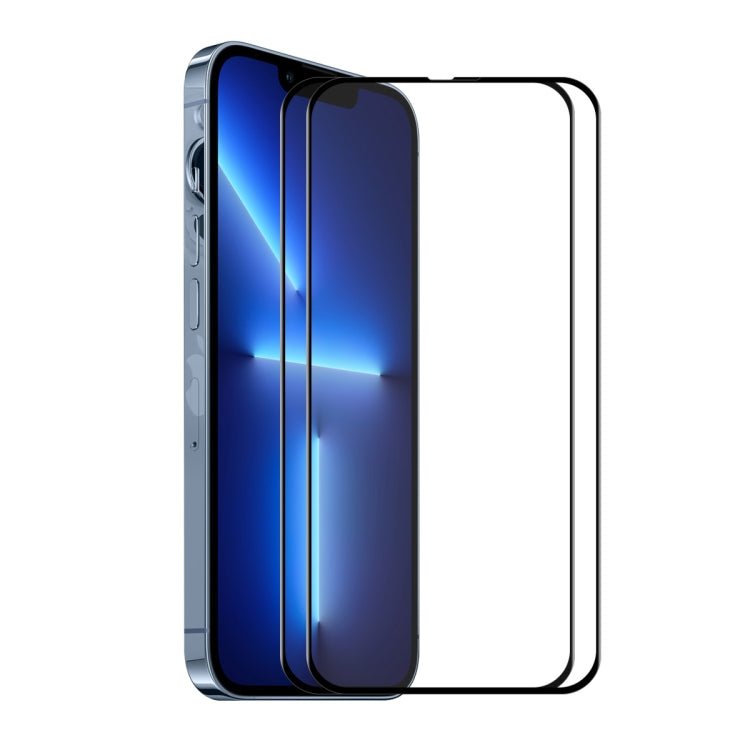 For iPhone 13 Pro Max 2pcs ENKAY Hat - Prince Full Glue Tempered Glass 6D Full Coverage Anti - scratch Protector - British D'sire Main image