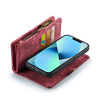 For iPhone 13 Pro Max CaseMe - 008 Detachable Multifunctional Horizontal Flip Leather Case with Card Slot & Holder & Zipper Wallet & Photo Frame (Red) - British D'sire