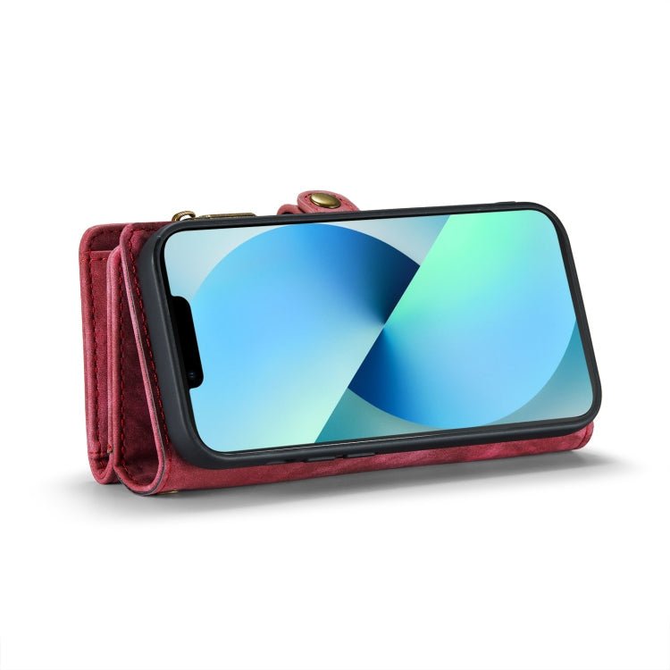 For iPhone 13 Pro Max CaseMe - 008 Detachable Multifunctional Horizontal Flip Leather Case with Card Slot & Holder & Zipper Wallet & Photo Frame (Red) - British D'sire