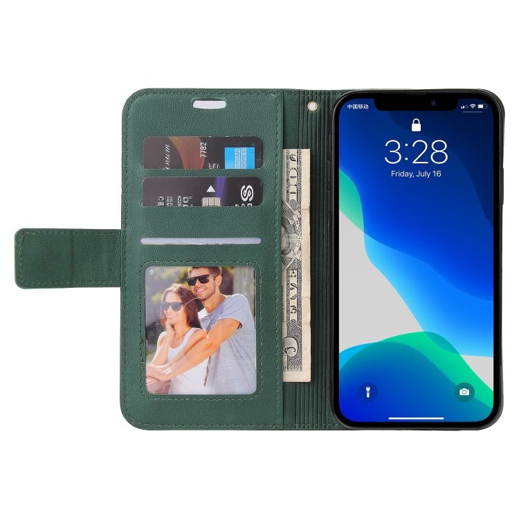 For iPhone 13 Pro Max GQUTROBE Right Angle Leather Phone Case (Green) - British D'sire