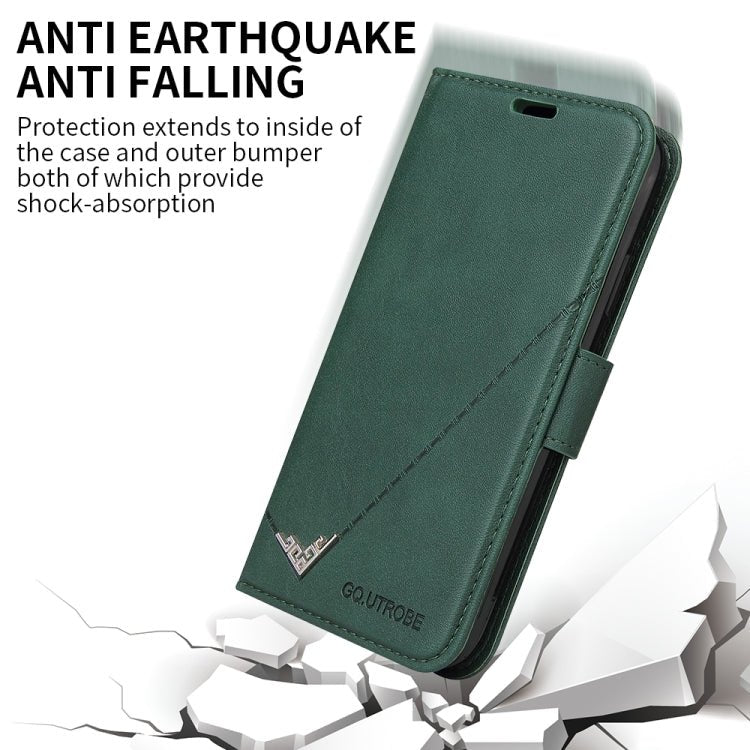 For iPhone 13 Pro Max GQUTROBE Right Angle Leather Phone Case (Green) - British D'sire