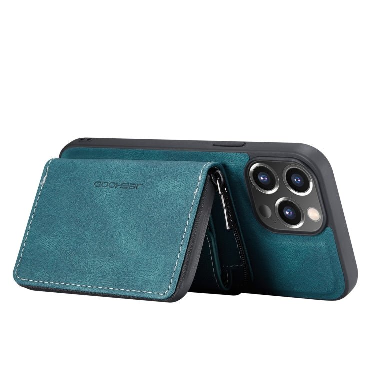 For iPhone 13 Pro Max JEEHOOD Magnetic Zipper Horizontal Flip Leather Case with Holder & Card Slot & Wallet (Blue) - British D'sire