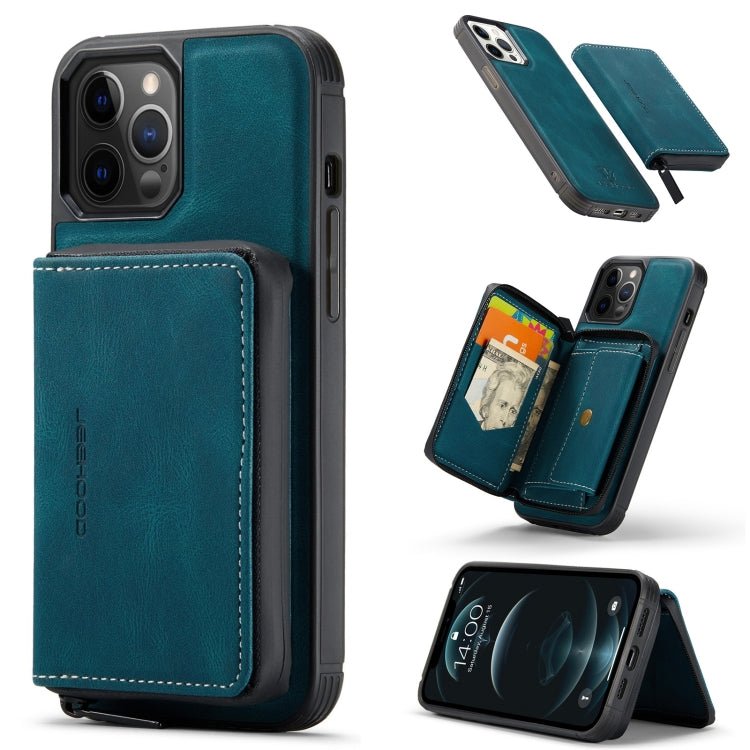 For iPhone 13 Pro Max JEEHOOD Magnetic Zipper Horizontal Flip Leather Case with Holder & Card Slot & Wallet (Blue) - British D'sire Main image
