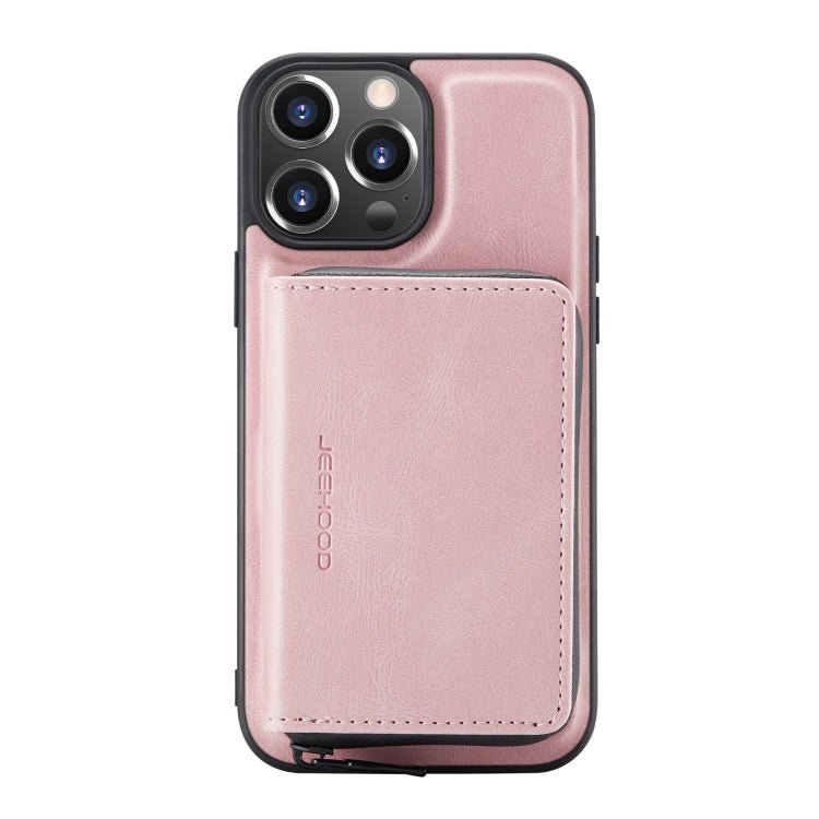 For iPhone 13 Pro Max JEEHOOD Magnetic Zipper Horizontal Flip Leather Case with Holder & Card Slot & Wallet (Pink) Secondary image