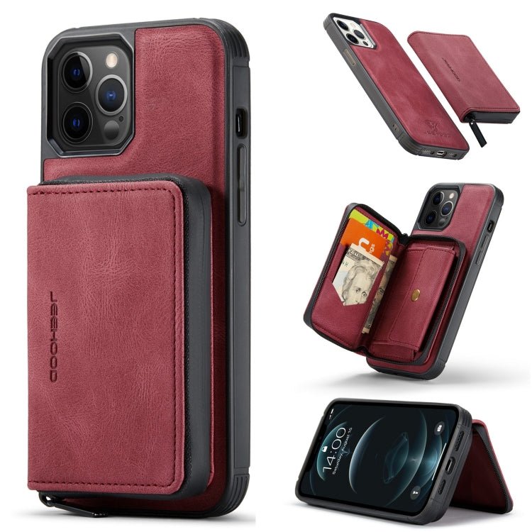 For iPhone 13 Pro Max JEEHOOD Magnetic Zipper Horizontal Flip Leather Case with Holder & Card Slot & Wallet (Red) - British D'sire Main image