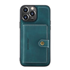 For iPhone 13 Pro Max JEEHOOD Retro Magnetic Detachable Protective Case with Wallet & Card Slot & Holder (Blue) - British D'sire