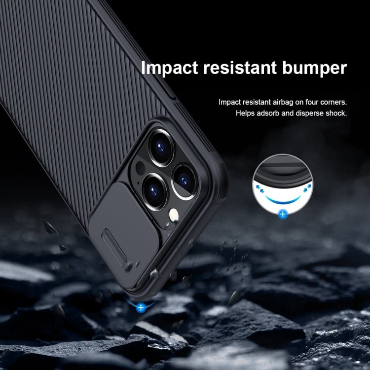 For iPhone 13 Pro NILLKIN Black Mirror Pro Series Camshield Full Coverage Dust-proof Scratch Resistant Phone Case (Black) - British D'sire