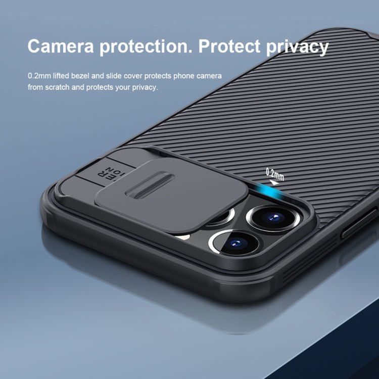 For iPhone 13 Pro NILLKIN Black Mirror Pro Series Camshield Full Coverage Dust-proof Scratch Resistant Phone Case (Black) - British D'sire