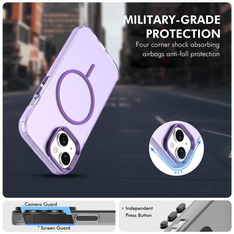 For iPhone 15 ENKAY Hat-Prince MagSafe Candy Color Phone Case with 9H Screen Film(Purple) - British D'sire
