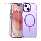 For iPhone 15 ENKAY Hat-Prince MagSafe Candy Color Phone Case with 9H Screen Film(Purple) - British D'sire