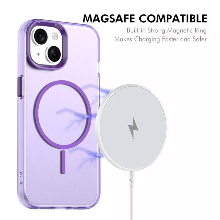 For iPhone 15 ENKAY Hat-Prince MagSafe Candy Color Phone Case with 9H Screen Film(Purple) - British D'sire