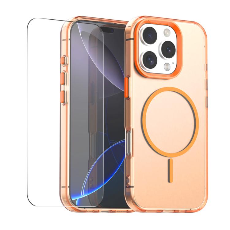 For iPhone 15 Pro ENKAY Hat-Prince MagSafe Candy Color Phone Case with 9H Screen Film(Orange) - mobile phone case - British D'sire Main image