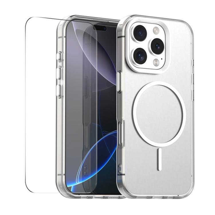 For iPhone 15 Pro ENKAY Hat-Prince MagSafe Candy Color Phone Case with 9H Screen Film(White) - British D'sire Main image