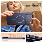 For iPhone 17 Corning Glass Plating Large Window MagSafe Phone Case(Blue) - Mobile phone case - British D'sire
