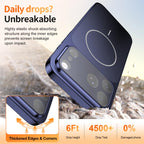 For iPhone 17 Corning Glass Plating Large Window MagSafe Phone Case(Blue) - Mobile phone case - British D'sire