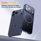 For iPhone 17 Corning Glass Plating Large Window MagSafe Phone Case(Blue) - Mobile phone case - British D'sire