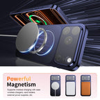 For iPhone 17 Corning Glass Plating Large Window MagSafe Phone Case(Blue) - Mobile phone case - British D'sire