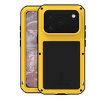 For iPhone 17 Pro LOVE MEI Metal Shockproof Life Waterproof Dustproof Phone Case(Yellow) - British D'sire