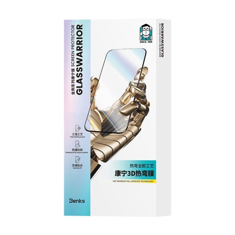 For iPhone 17 Pro Max Benks King Kong Corning Hot-bend Full-glue DLC Tempered Film Quick-install Version - British D'sire