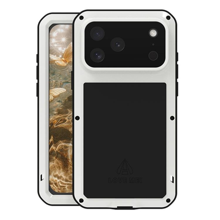 For iPhone 17 Pro Max LOVE MEI Metal Shockproof Life Waterproof Dustproof Phone Case(White) - British D'sire