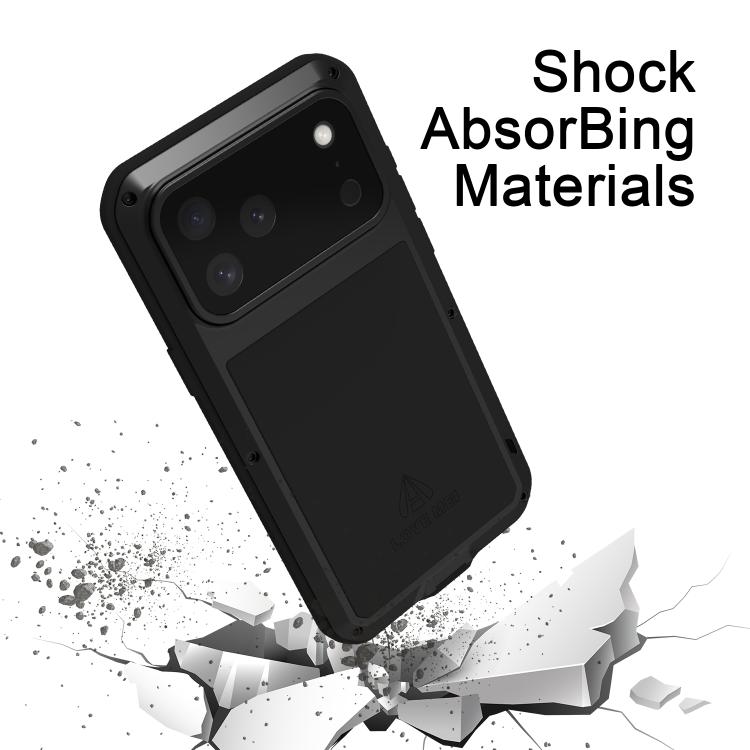 For iPhone 17 Pro Max LOVE MEI Metal Shockproof Life Waterproof Dustproof Phone Case(White) - British D'sire