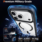 For iPhone 17 Pro Max XDcase JINDUN Clear Cover Independent Metal Button Magnetic Phone Case(Black) - British D'sire