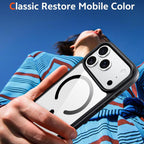 For iPhone 17 Pro Max XDcase JINDUN Clear Cover Independent Metal Button Magnetic Phone Case(Black) - British D'sire