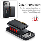 For iPhone 18 Pro / 17 Pro DG.MING M5 Series Zip RFID Multi Card Detachable Leather Phone Case(Black) - British D'sire