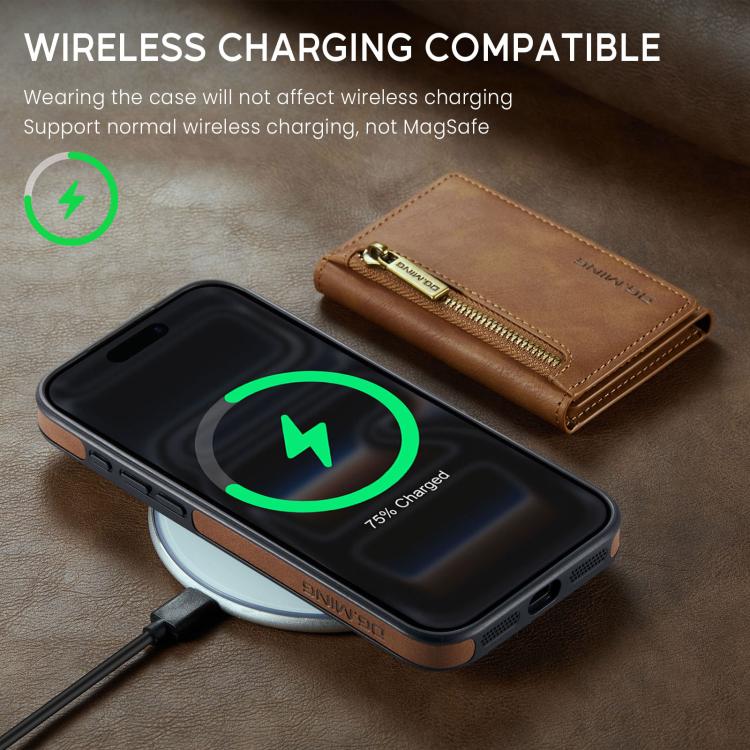 For iPhone 18 Pro / 17 Pro DG.MING M5 Series Zip RFID Multi Card Detachable Leather Phone Case(Brown) - British D'sire