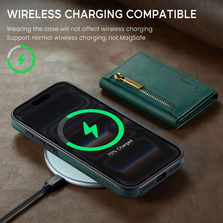 For iPhone 18 Pro / 17 Pro DG.MING M5 Series Zip RFID Multi Card Detachable Leather Phone Case(Green) - British D'sire