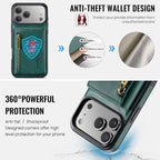 For iPhone 18 Pro / 17 Pro DG.MING M5 Series Zip RFID Multi Card Detachable Leather Phone Case(Green) - British D'sire