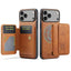 For iPhone 18 Pro / 17 Pro Fierre Shann Oil Wax Cow Leather Card Holder Back Phone Case(Brown) - British D'sire