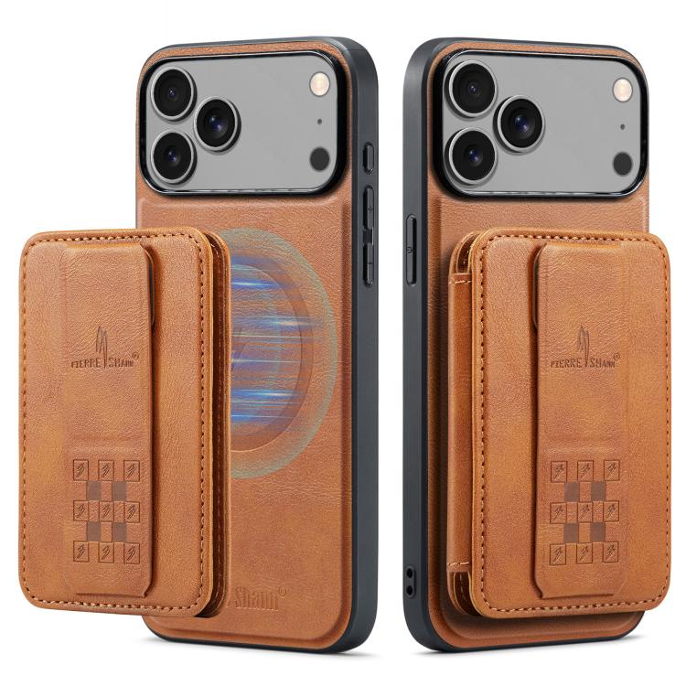 For iPhone 18 Pro / 17 Pro Fierre Shann Oil Wax Cow Leather Card Holder Back Phone Case(Brown) Secondary image
