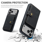 For iPhone 18 Pro / 17 Pro JEEHOOD J01 Retro Magnetic Detachable Wallet Phone Case(Black) - British D'sire