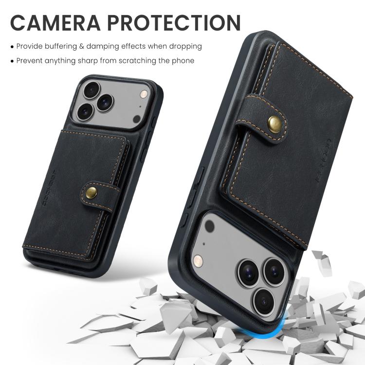 For iPhone 18 Pro / 17 Pro JEEHOOD J01 Retro Magnetic Detachable Wallet Phone Case(Black) - British D'sire