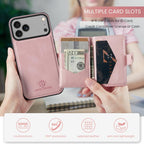 For iPhone 18 Pro / 17 Pro JEEHOOD J01 Retro Magnetic Detachable Wallet Phone Case(Pink) - British D'sire