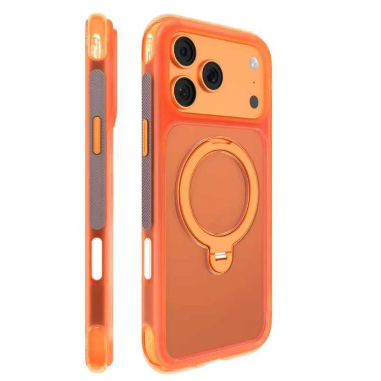 For iPhone 18 Pro / 17 Pro Mutural ArtShield Series Magnetic Holder Phone Case(Orange) - British D'sire