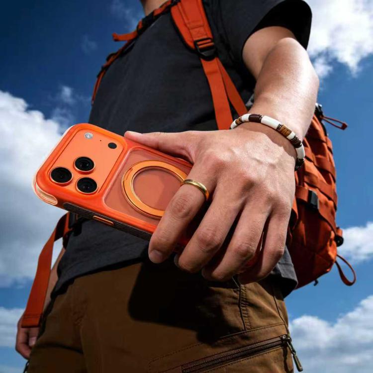 For iPhone 18 Pro / 17 Pro Mutural ArtShield Series Magnetic Holder Phone Case(Orange) - British D'sire