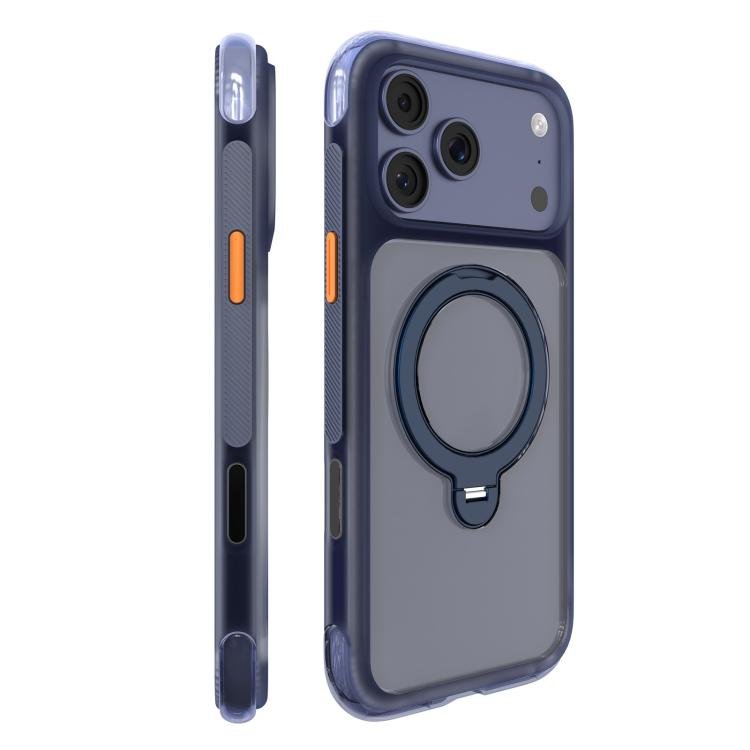 For iPhone 18 Pro Mutural ArtShield Series Magnetic Holder Phone Case(Navy Blue) - British D'sire Main image