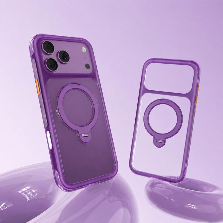 For iPhone 18 Pro Mutural ArtShield Series Magnetic Holder Phone Case(Purple) - British D'sire