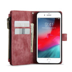 For iPhone SE 2022 / SE 2020 / 8 / 7 / 6 CaseMe - C30 PU + TPU Multifunctional Horizontal Flip Leather Case with Holder & Card Slot & Wallet & Zipper Pocke(Red) - British D'sire