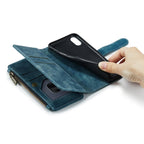 For iPhone X / XS CaseMe - C30 PU + TPU Multifunctional Horizontal Flip Leather Case with Holder & Card Slot & Wallet & Zipper Pocket(Blue) - British D'sire